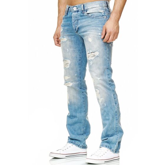 Mens ripped straight cut jeans