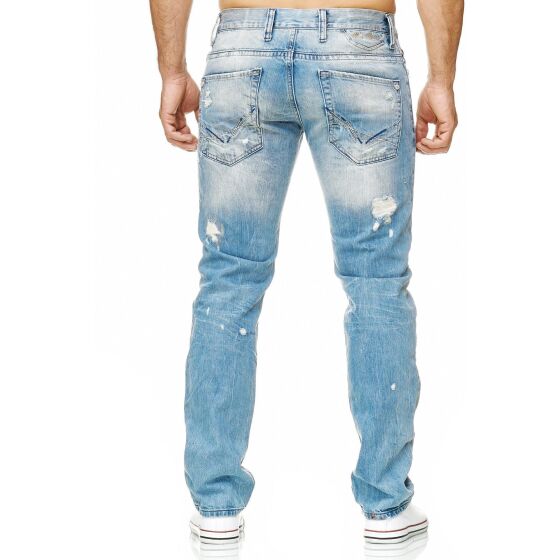 Mens ripped straight cut jeans