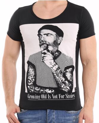 Red Bridge Mens Growing old is not for Sissies T-Shirt black