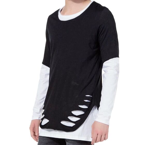Red Bridge Herren Shirt in Shirt Oversized Longsleeve Long Shirt Pullover schwarz