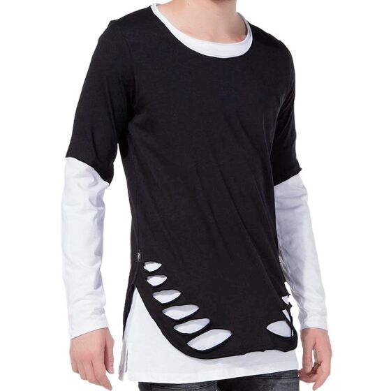 Red Bridge Herren Shirt in Shirt Oversized Longsleeve Long Shirt Pullover schwarz