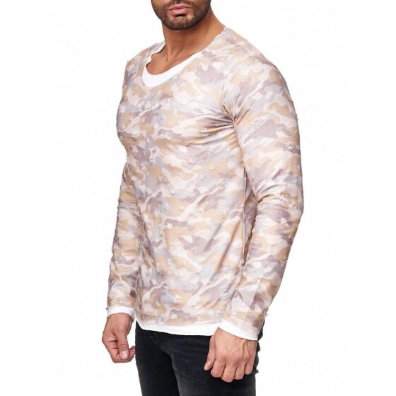 Red Bridge Mens Double Layer Winter Sky Camouflage Jumper Beige