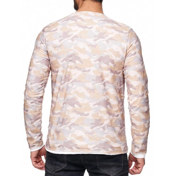 Red Bridge Mens Double Layer Winter Sky Camouflage Jumper Beige