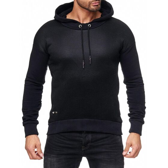 Red Bridge Mens Carbon Network Pullover Oversized Black