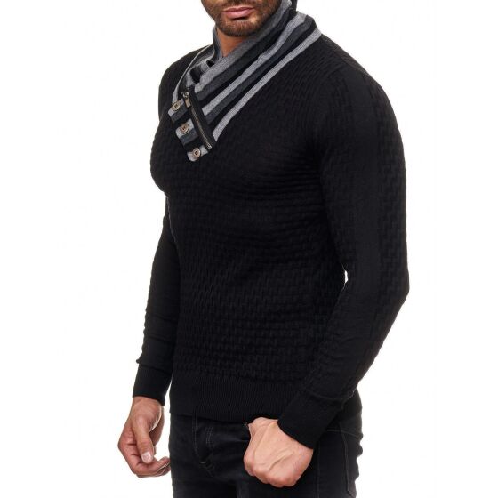 Red Bridge Mens Supple Knit Jumper Pullover with Shawl Collar Black