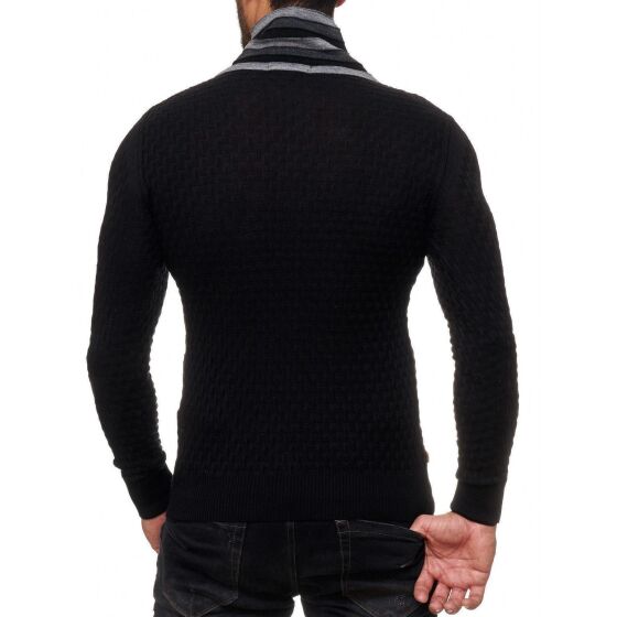 Red Bridge Mens Supple Knit Jumper Pullover with Shawl Collar Black