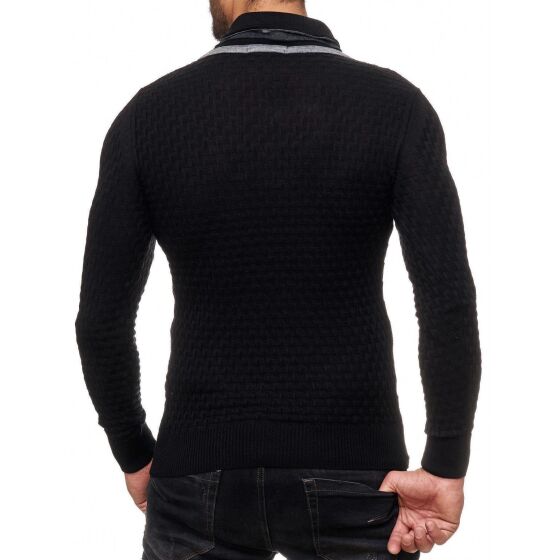 Red Bridge Mens Supple Knit Jumper Pullover with Shawl Collar Black