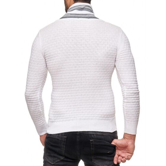 Red Bridge Mens Supple knitted sweater with shawl collar white