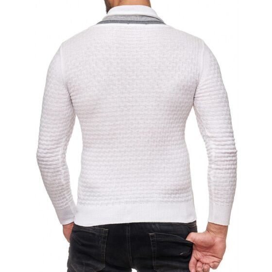 Red Bridge Mens Supple knitted sweater with shawl collar white