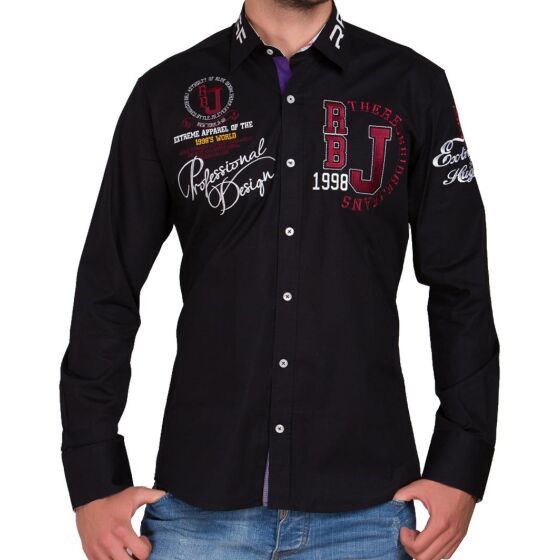 Red Bridge Mens Professional Design Regular Fit Long Sleeve Shirt Black