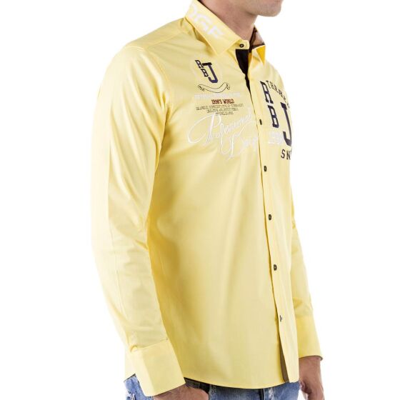 Red Bridge Mens Professional Design Regular Fit Long Sleeve Shirt Yellow