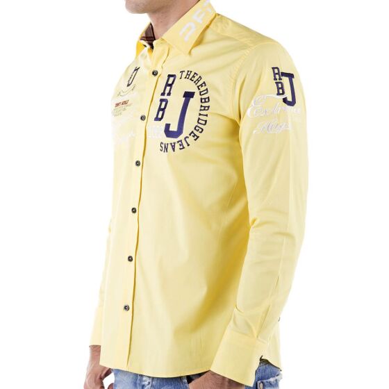 Red Bridge Mens Professional Design Regular Fit Long Sleeve Shirt Yellow