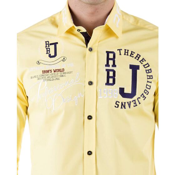 Red Bridge Mens Professional Design Regular Fit Long Sleeve Shirt Yellow