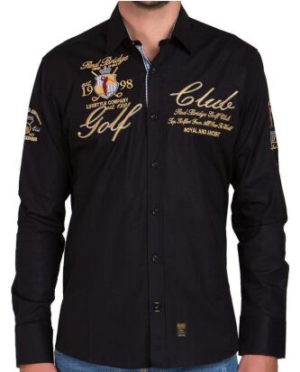 Red Bridge Mens Golf Club Long Sleeve Shirt Black