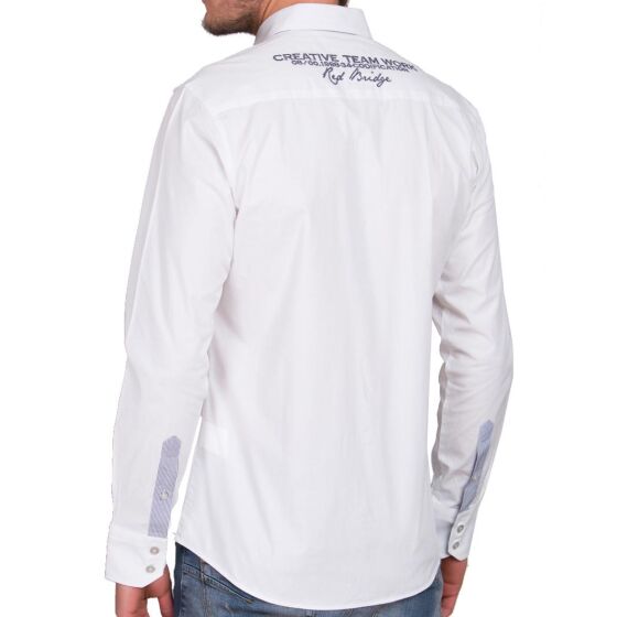 Red Bridge Mens R-Style Design Regular Fit Long Sleeve Shirt White